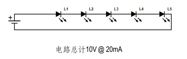 各串联元件具有相同的电流,但电压存在波动